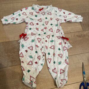 ALL MINE BABY GIRLS VINTAGE ROMPER CHRISTMAS CANDY CANES 18-22 LBS 12 MONTHS